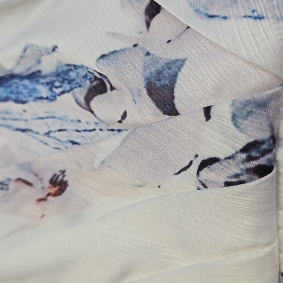 NWT Bariano White Floral Off the Shoulder Padded Bust Cap Sleeve Gown Dress M - Picture 2 of 4